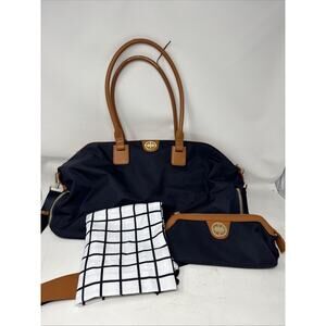 JEMMA Birdie 43 Blue Vegan Duffle Gym Bag Tote Diaper Makeup Travel Carry On